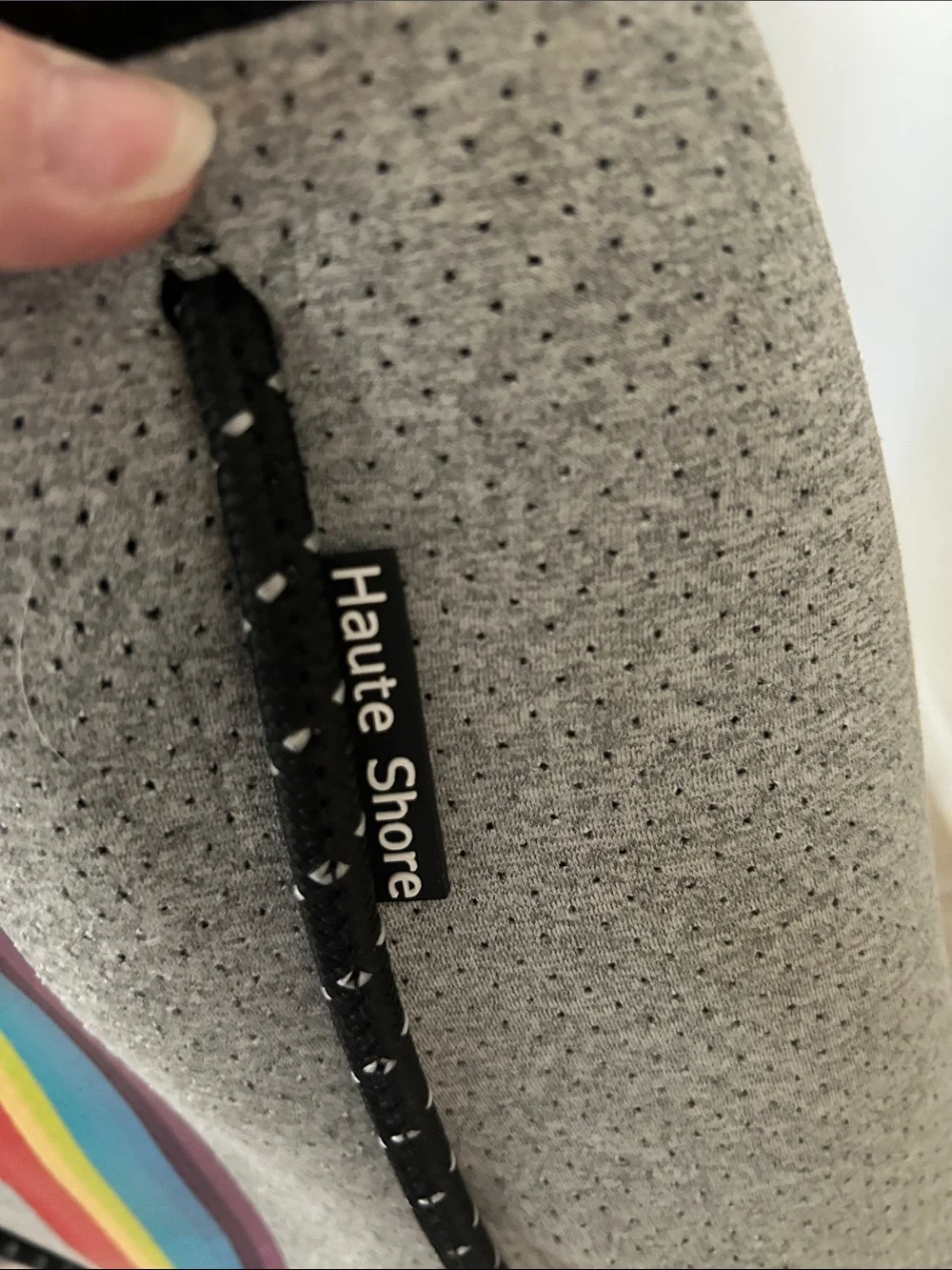 HAUTE SHORE Grey Neoprene Tote with Rainbow Stripe